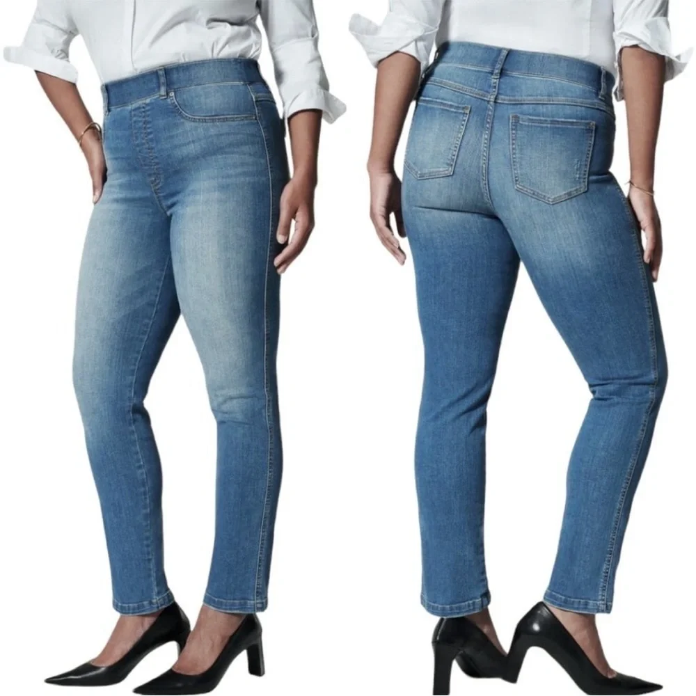 Spanx Ankle Straight Leg Jeans in Vintage Indigo Medium Wash Denim 20356Q Size S - Picture 1 of 11